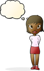 cartoon pretty girl with thought bubble