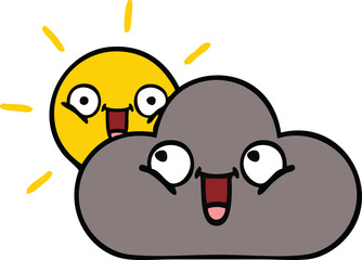 Obraz premium cute cartoon storm cloud and sun