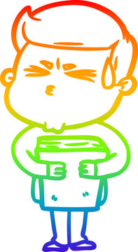 recommend clip art: rainbow gradient line drawing cartoon man sweating