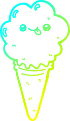 cold gradient line drawing cartoon ice cream