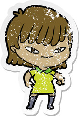 distressed sticker of a cartoon woman
