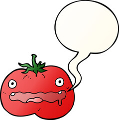 cartoon tomato and speech bubble in smooth gradient style