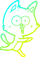 cold gradient line drawing funny cartoon cat