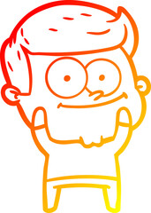warm gradient line drawing cartoon happy man