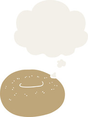 cartoon donut and thought bubble in retro style