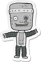 Obraz na płótnie Canvas sticker of a cartoon funny robot