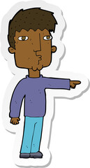 sticker of a cartoon pointing man