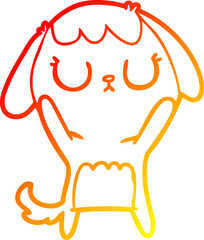 warm gradient line drawing cute cartoon dog