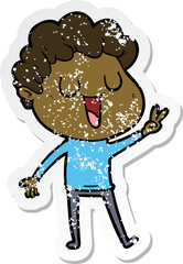 distressed sticker of a laughing cartoon man