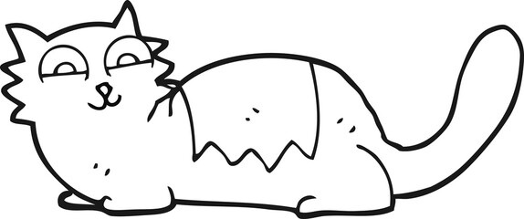 black and white cartoon cat