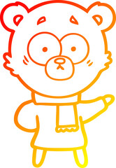 warm gradient line drawing surprised bear cartoon
