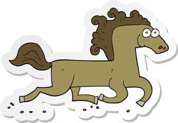 sticker of a cartoon running horse