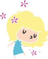 cartoon of a cute kawaii girl