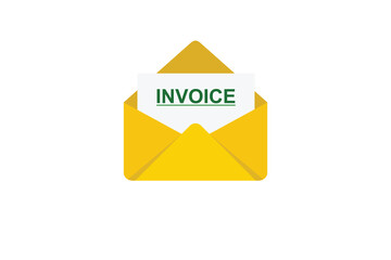 Invoice icon vector, email message received with bill document, flat style design