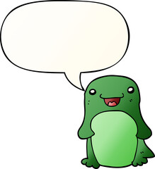 cartoon penguin and speech bubble in smooth gradient style