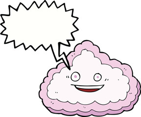 cartoon decorative cloud with speech bubble