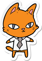 sticker of a cartoon cat in office clothes