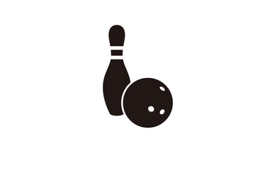 Bowling ball and pins icon isolated on white background. simple vector design.