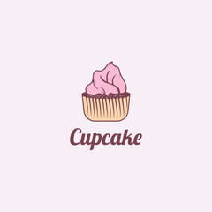 Cupcake Vector Logo Template. Logo for Cake Shop, Sticker, Label, etc.