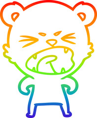 rainbow gradient line drawing angry cartoon polar bear