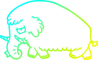cold gradient line drawing cartoon mammoth