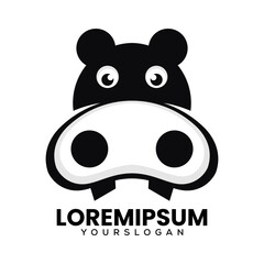 hippopotamus logo design vector template