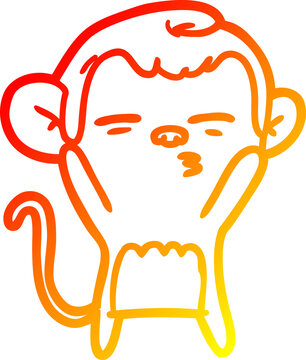 recommend clip art: warm gradient line drawing cartoon suspicious monkey