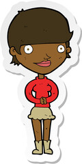 sticker of a cartoon friendly woman