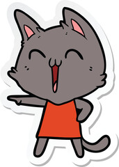 sticker of a happy cartoon cat