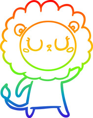 rainbow gradient line drawing cartoon lion