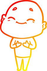warm gradient line drawing happy cartoon bald man
