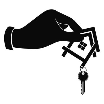 House key in hand silhouette