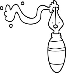 line drawing cartoon fountain pen