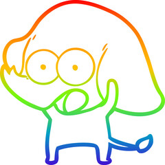 rainbow gradient line drawing cute cartoon elephant