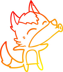 warm gradient line drawing cartoon howling wolf