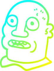 cold gradient line drawing cartoon head man