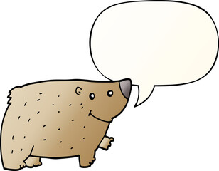 cartoon bear and speech bubble in smooth gradient style