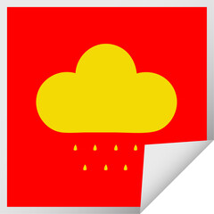square peeling sticker cartoon rain cloud