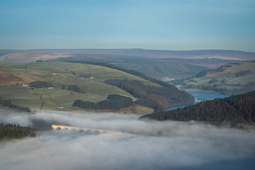Bamford Edge sunrise cloud inversion in the Peak District National Park, UK.