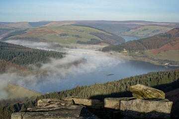Bamford Edge sunrise cloud inversion in the Peak District National Park, UK.