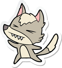 sticker of a angry wolf cartoon