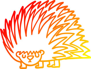 warm gradient line drawing cartoon spiky hedgehog