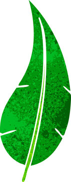 retro cartoon doodle of a green long leaf