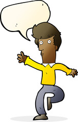 cartoon rushing man with speech bubble