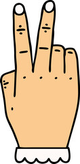 hand raising two fingers gesture illustration