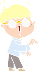 flat color style cartoon boy wearing spectacles