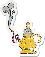 retro distressed sticker of a cartoon smoking hookah