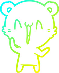 cold gradient line drawing laughing polar bear cartoon