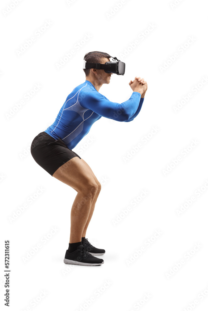 Canvas Prints Full length profile shot of a man exercising with a vr headset