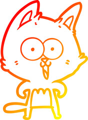 warm gradient line drawing funny cartoon cat